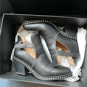 Coach Black Heeled Boots with Strap Detail